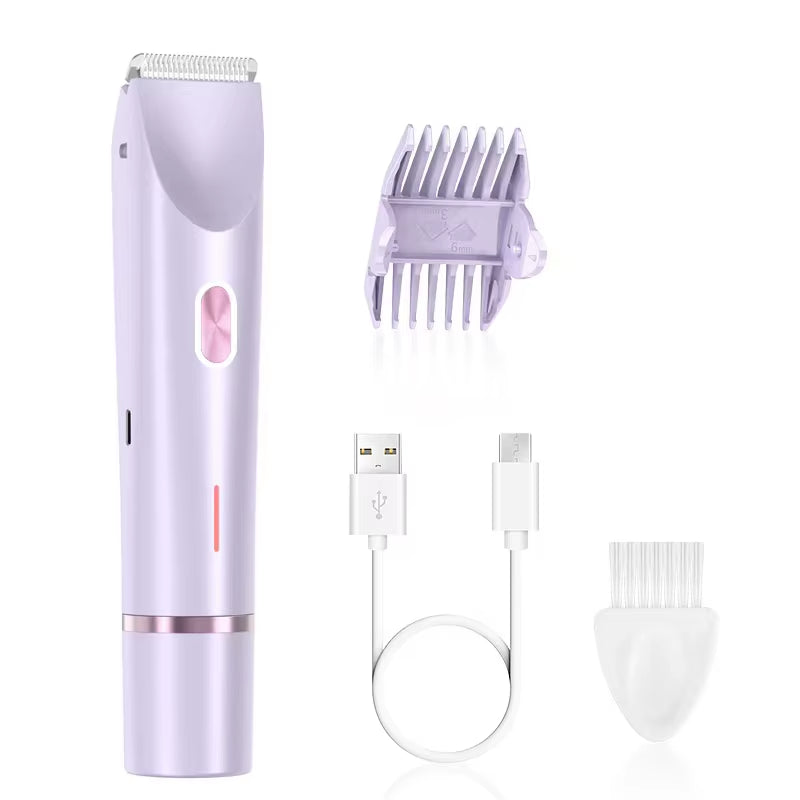 Rechargeable Wireless Electric Hair Clipper, 2-In-1 Dual Blade, Women'S Bikini Trimmer, Underarm Arm, Private Area, Pubic Hair, Leg IPX7 Waterproof Electric Shaver, Painless Hair Removal Device